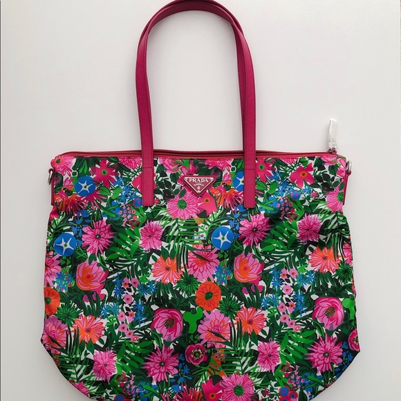 Prada Handbags - PRADA Tessuto Stampat Floral Tote